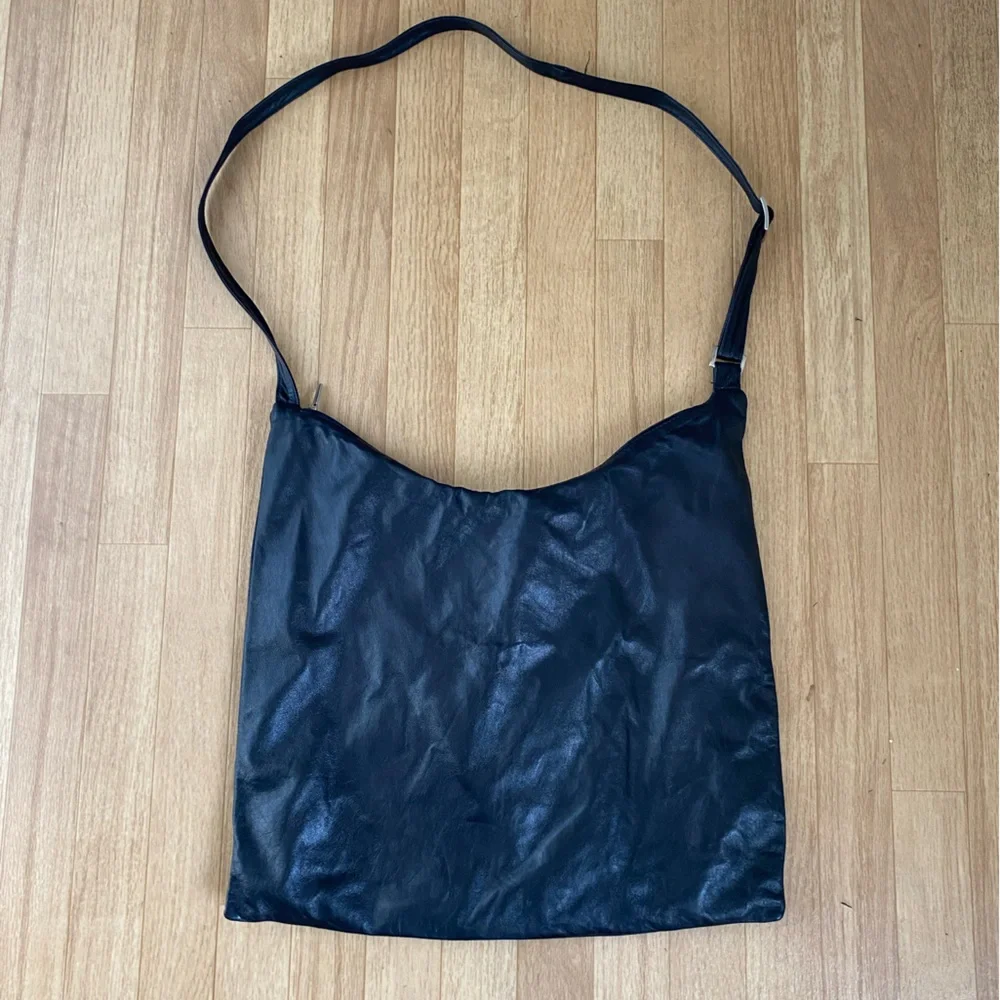 VERA PELLE Made in Italy Soft Black Leather Crossbody Shoulder Bag